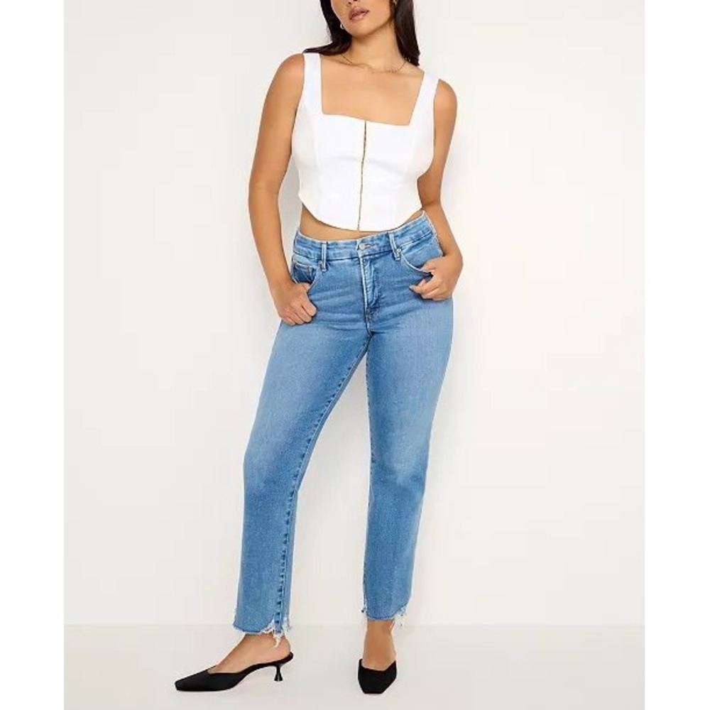 Good American Soft Tech Good Legs Straight Jeans Indigo Blue 2/26